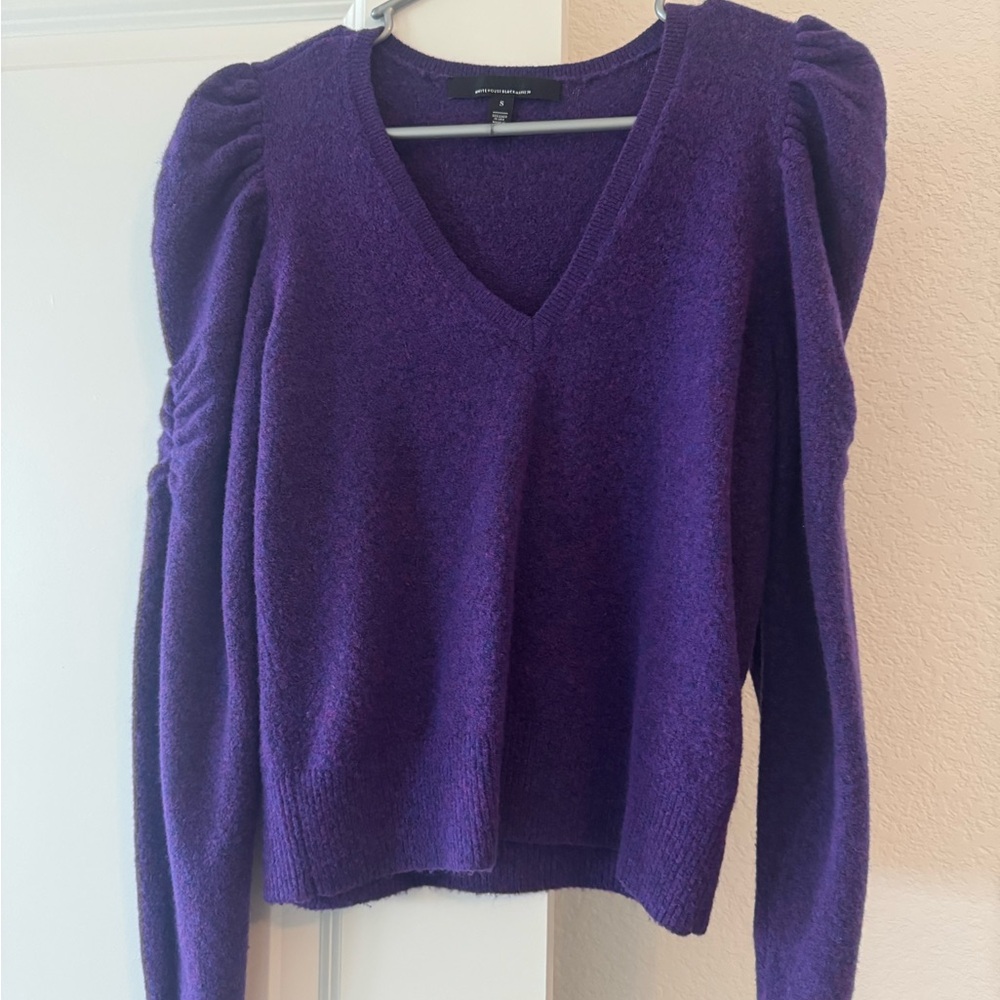 White House black market Purple V-Neck Sweater